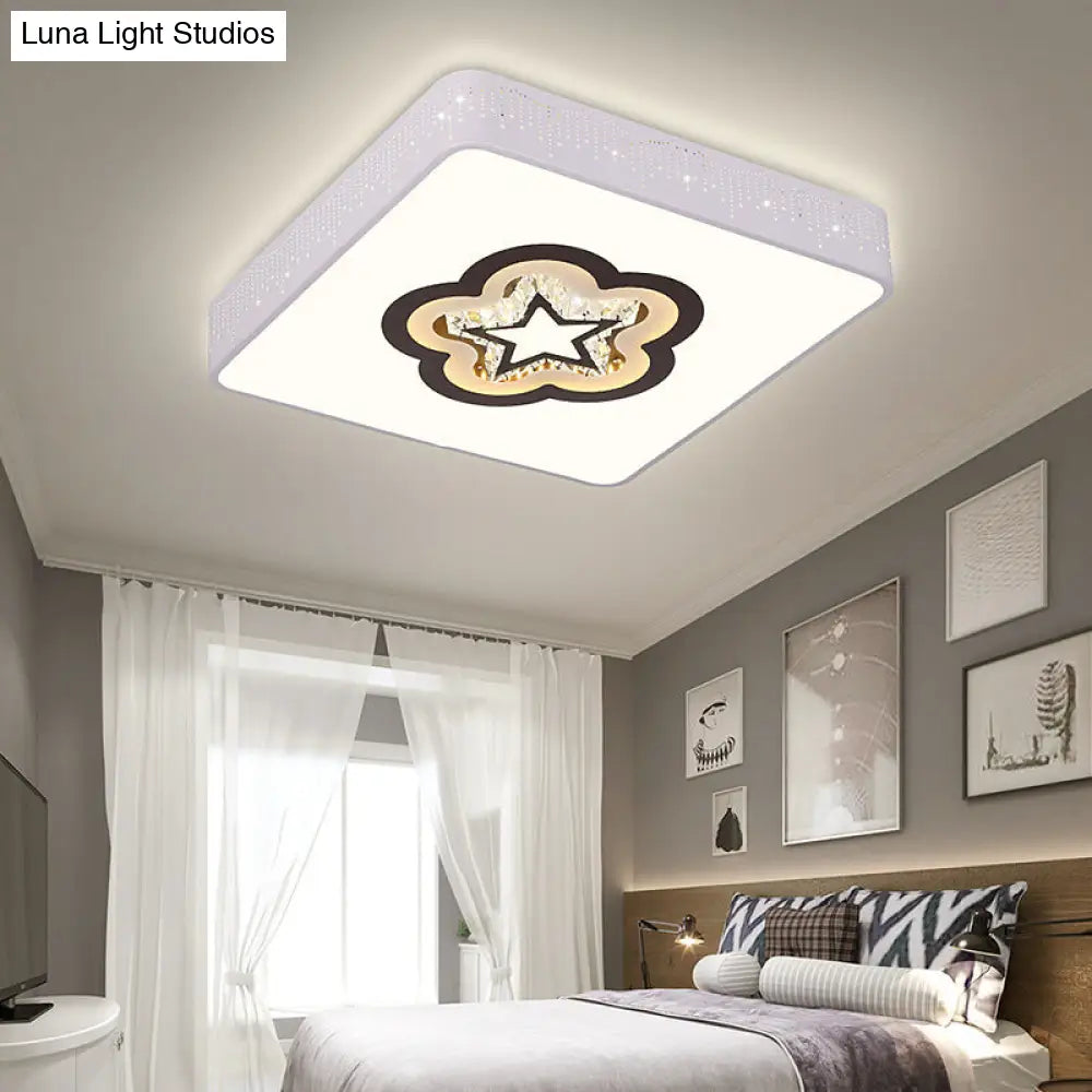 ديكوربايتس™ مصباح سقف LED مربع من الأكريليك بنقوش كريستالية لغرفة النوم