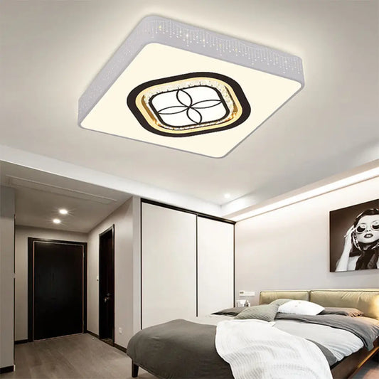 DecorBites™ Acrylic LED Square Ceiling Light with Crystal Patterns for Bedroom