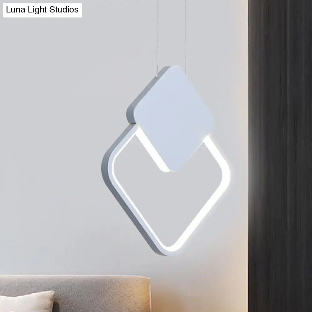 Acrylic LED Square Pendant Light: Modern Hanging Ceiling Lamp for Bedside with White/Black Shades & White/Warm Light