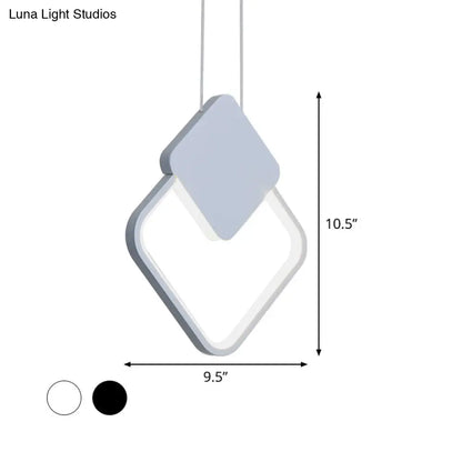 Acrylic LED Square Pendant Light: Modern Hanging Ceiling Lamp for Bedside with White/Black Shades & White/Warm Light