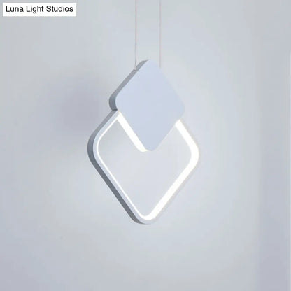 Acrylic LED Square Pendant Light: Modern Hanging Ceiling Lamp for Bedside with White/Black Shades & White/Warm Light