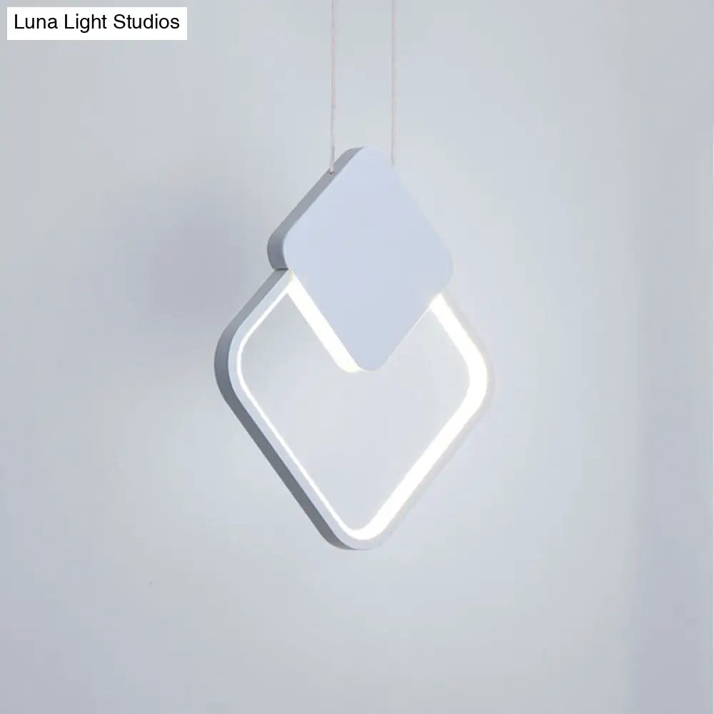 Acrylic LED Square Pendant Light: Modern Hanging Ceiling Lamp for Bedside with White/Black Shades & White/Warm Light