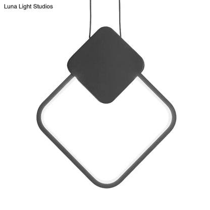 Acrylic LED Square Pendant Light: Modern Hanging Ceiling Lamp for Bedside with White/Black Shades & White/Warm Light