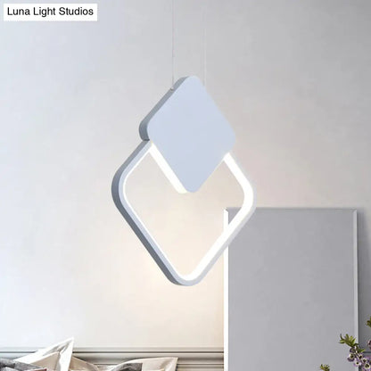 Acrylic LED Square Pendant Light: Modern Hanging Ceiling Lamp for Bedside with White/Black Shades & White/Warm Light