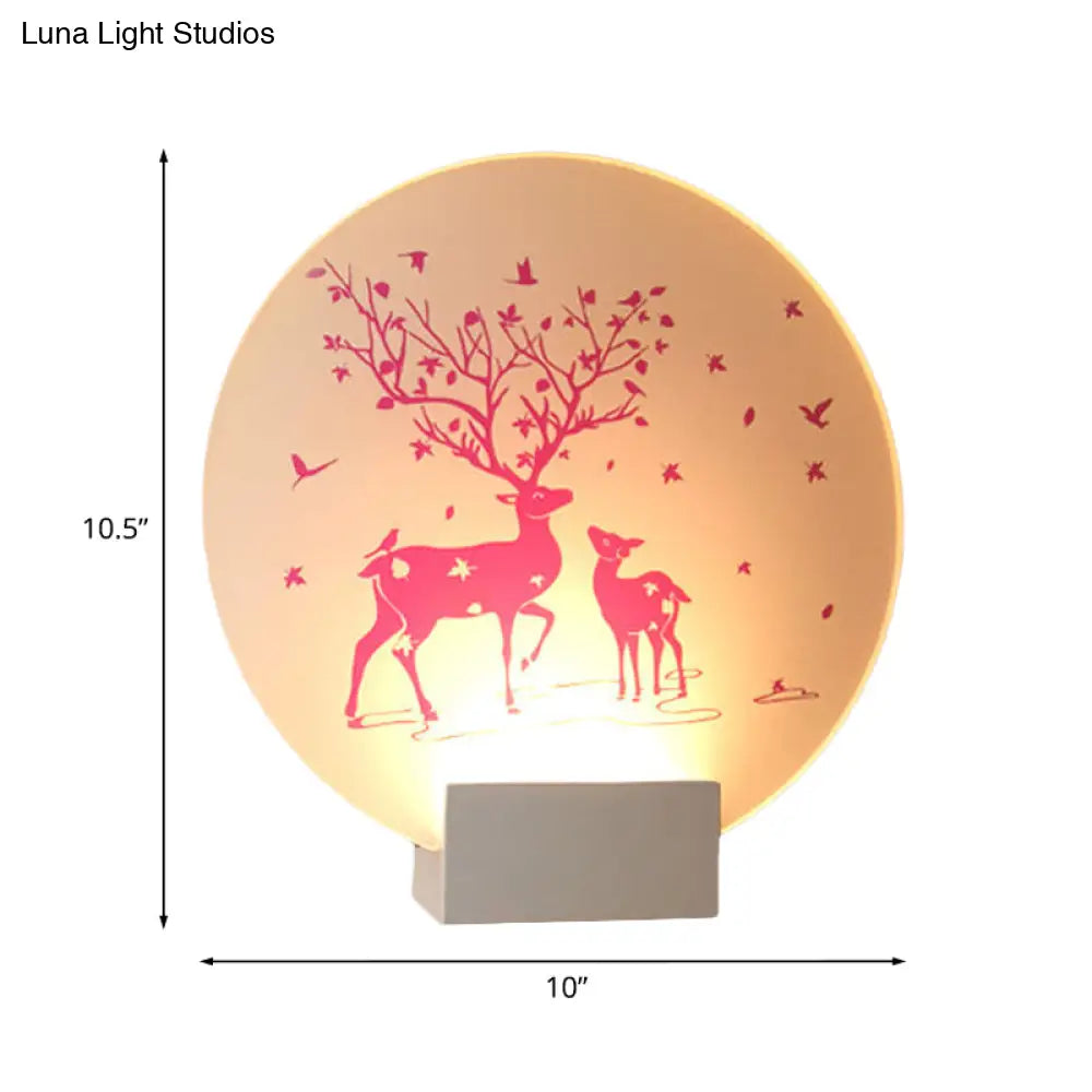 DecorBites™ DecorBites™ Acrylic LED Wall Sconce: Round/Square Nordic White and Pink/Purple Deer Mural Lighting for Bedside