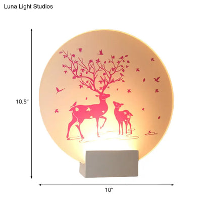 DecorBites™ DecorBites™ Acrylic LED Wall Sconce: Round/Square Nordic White and Pink/Purple Deer Mural Lighting for Bedside