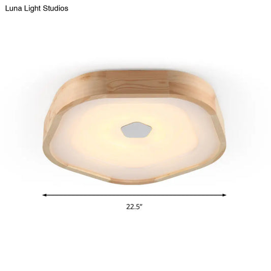 ديكوربايتس™ مصباح سقفي خماسي الشكل من الأكريليك LED خشبي - تصميم بسيط - بيج - وحدة إضاءة لغرفة النوم - دافئ/أبيض - عرض 18.5 بوصة/22.5 بوصة