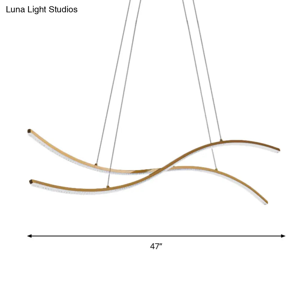 ديكوربايتس™ - إضاءة جزيرة خطية أكريليكية - ثريا LED بسيطة باللون الذهبي - إضاءة دافئة/بيضاء - عرض 31.5 بوصة/39 بوصة/47 بوصة