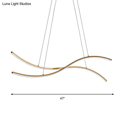 ديكوربايتس™ - إضاءة جزيرة خطية أكريليكية - ثريا LED بسيطة باللون الذهبي - إضاءة دافئة/بيضاء - عرض 31.5 بوصة/39 بوصة/47 بوصة