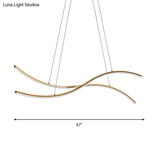ديكوربايتس™ - إضاءة جزيرة خطية أكريليكية - ثريا LED بسيطة باللون الذهبي - إضاءة دافئة/بيضاء - عرض 31.5 بوصة/39 بوصة/47 بوصة