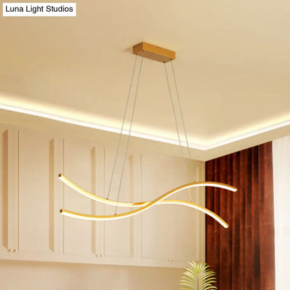 ديكوربايتس™ - إضاءة جزيرة خطية أكريليكية - ثريا LED بسيطة باللون الذهبي - إضاءة دافئة/بيضاء - عرض 31.5 بوصة/39 بوصة/47 بوصة