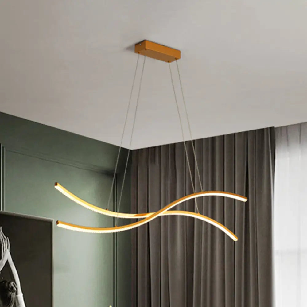 ديكوربايتس™ - إضاءة جزيرة خطية أكريليكية - ثريا LED بسيطة باللون الذهبي - إضاءة دافئة/بيضاء - عرض 31.5 بوصة/39 بوصة/47 بوصة