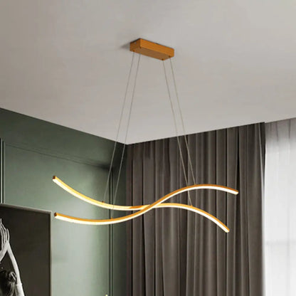 ديكوربايتس™ - إضاءة جزيرة خطية أكريليكية - ثريا LED بسيطة باللون الذهبي - إضاءة دافئة/بيضاء - عرض 31.5 بوصة/39 بوصة/47 بوصة