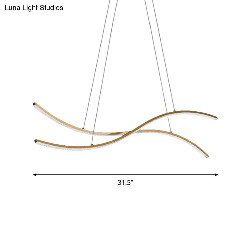 ديكوربايتس™ - إضاءة جزيرة خطية أكريليكية - ثريا LED بسيطة باللون الذهبي - إضاءة دافئة/بيضاء - عرض 31.5 بوصة/39 بوصة/47 بوصة