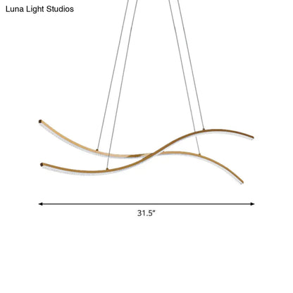 ديكوربايتس™ - إضاءة جزيرة خطية أكريليكية - ثريا LED بسيطة باللون الذهبي - إضاءة دافئة/بيضاء - عرض 31.5 بوصة/39 بوصة/47 بوصة