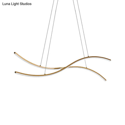 ديكوربايتس™ - إضاءة جزيرة خطية أكريليكية - ثريا LED بسيطة باللون الذهبي - إضاءة دافئة/بيضاء - عرض 31.5 بوصة/39 بوصة/47 بوصة