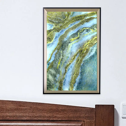 Lámpara de pared LED acrílica con forma de montaña y luz azul y verde - Perfecta para pasillos