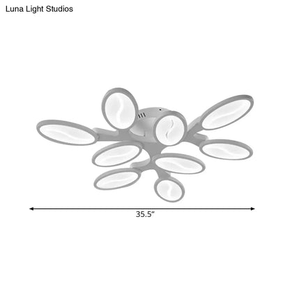 ديكوربايتس™ مصباح سقف بيضاوي أكريليك حديث LED بثلاثة أو ستة أو تسعة مصابيح، تركيب مدمج في السقف، إضاءة دافئة/بيضاء/طبيعية لغرفة الدراسة