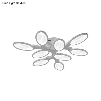 ديكوربايتس™ مصباح سقف بيضاوي أكريليك حديث LED بثلاثة أو ستة أو تسعة مصابيح، تركيب مدمج في السقف، إضاءة دافئة/بيضاء/طبيعية لغرفة الدراسة