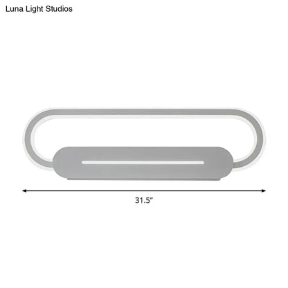 Aplique de pared LED ovalado de acrílico con estilo moderno y luz cálida/blanca - Disponible en acabado espejo blanco/negro - 3 opciones de ancho (18"/23,5"/31,5")