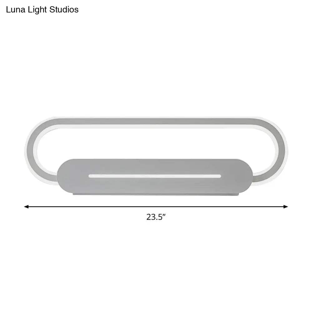 ديكوربايتس™ مصباح حائط بيضاوي الشكل مصنوع من الأكريليك بتقنية LED بتصميم عصري وإضاءة دافئة/بيضاء - متوفر باللونين الأسود والأبيض بلمسة نهائية عاكسة - 3 خيارات للعرض (18 بوصة/23.5 بوصة/31.5 بوصة)