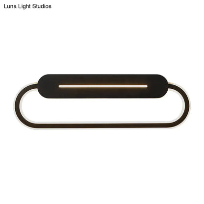 Aplique de pared LED ovalado de acrílico con estilo moderno y luz cálida/blanca - Disponible en acabado espejo blanco/negro - 3 opciones de ancho (18"/23,5"/31,5")