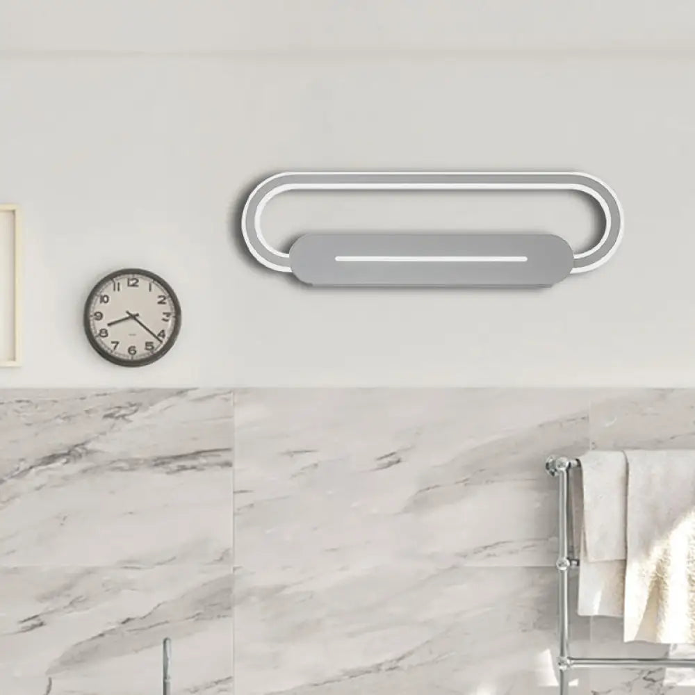 Aplique de pared LED ovalado de acrílico con estilo moderno y luz cálida/blanca - Disponible en acabado espejo blanco/negro - 3 opciones de ancho (18"/23,5"/31,5")