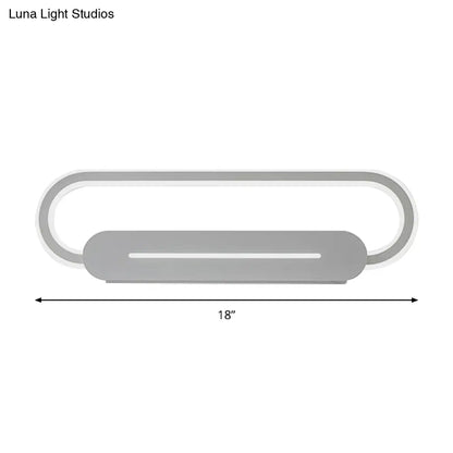 Aplique de pared LED ovalado de acrílico con estilo moderno y luz cálida/blanca - Disponible en acabado espejo blanco/negro - 3 opciones de ancho (18"/23,5"/31,5")