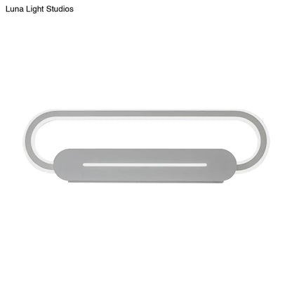 Aplique de pared LED ovalado de acrílico con estilo moderno y luz cálida/blanca - Disponible en acabado espejo blanco/negro - 3 opciones de ancho (18"/23,5"/31,5")