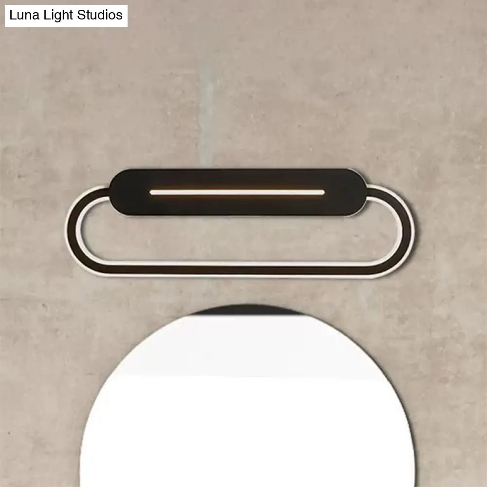 Aplique de pared LED ovalado de acrílico con estilo moderno y luz cálida/blanca - Disponible en acabado espejo blanco/negro - 3 opciones de ancho (18"/23,5"/31,5")