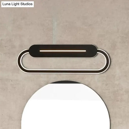Aplique de pared LED ovalado de acrílico con estilo moderno y luz cálida/blanca - Disponible en acabado espejo blanco/negro - 3 opciones de ancho (18"/23,5"/31,5")