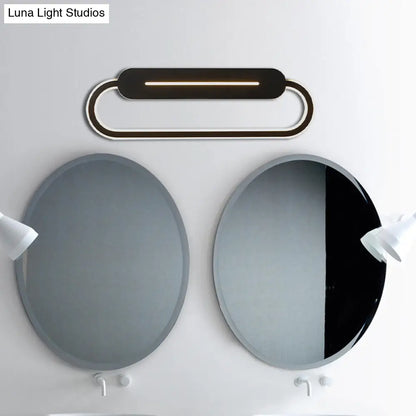 Aplique de pared LED ovalado de acrílico con estilo moderno y luz cálida/blanca - Disponible en acabado espejo blanco/negro - 3 opciones de ancho (18"/23,5"/31,5")