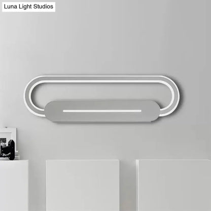 ديكوربايتس™ مصباح حائط بيضاوي الشكل مصنوع من الأكريليك بتقنية LED بتصميم عصري وإضاءة دافئة/بيضاء - متوفر باللونين الأسود والأبيض بلمسة نهائية عاكسة - 3 خيارات للعرض (18 بوصة/23.5 بوصة/31.5 بوصة)