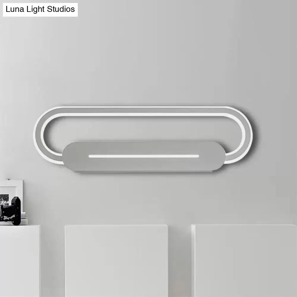 Aplique de pared LED ovalado de acrílico con estilo moderno y luz cálida/blanca - Disponible en acabado espejo blanco/negro - 3 opciones de ancho (18"/23,5"/31,5")