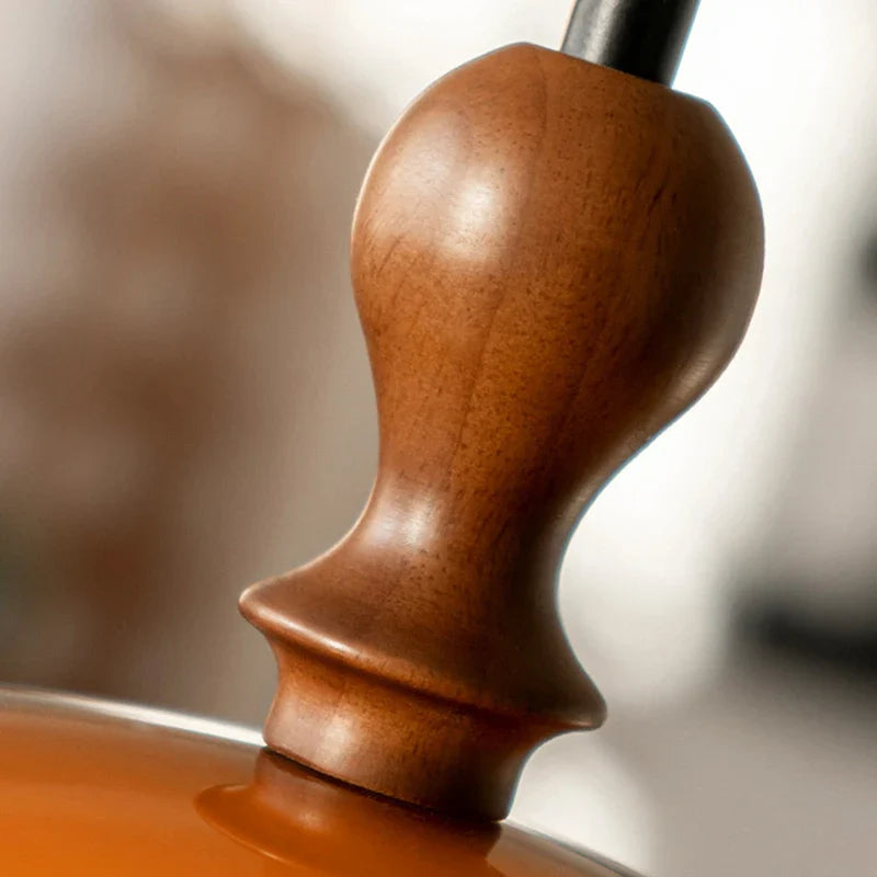 Polished walnut wood tuning peg with dark brown finish for acrylic pendant light dark wood lampshade product