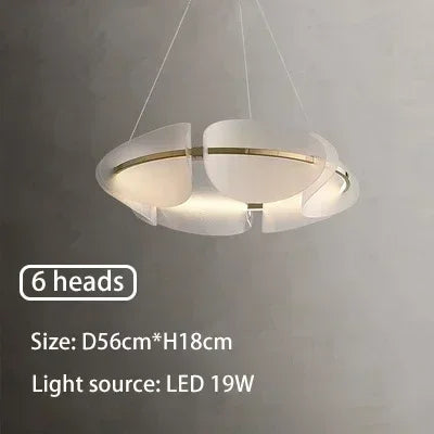 Acrylic Ring Chandelier for Dining Room - Dimmable - 6 heads / Cold white 6000K - Chandelier