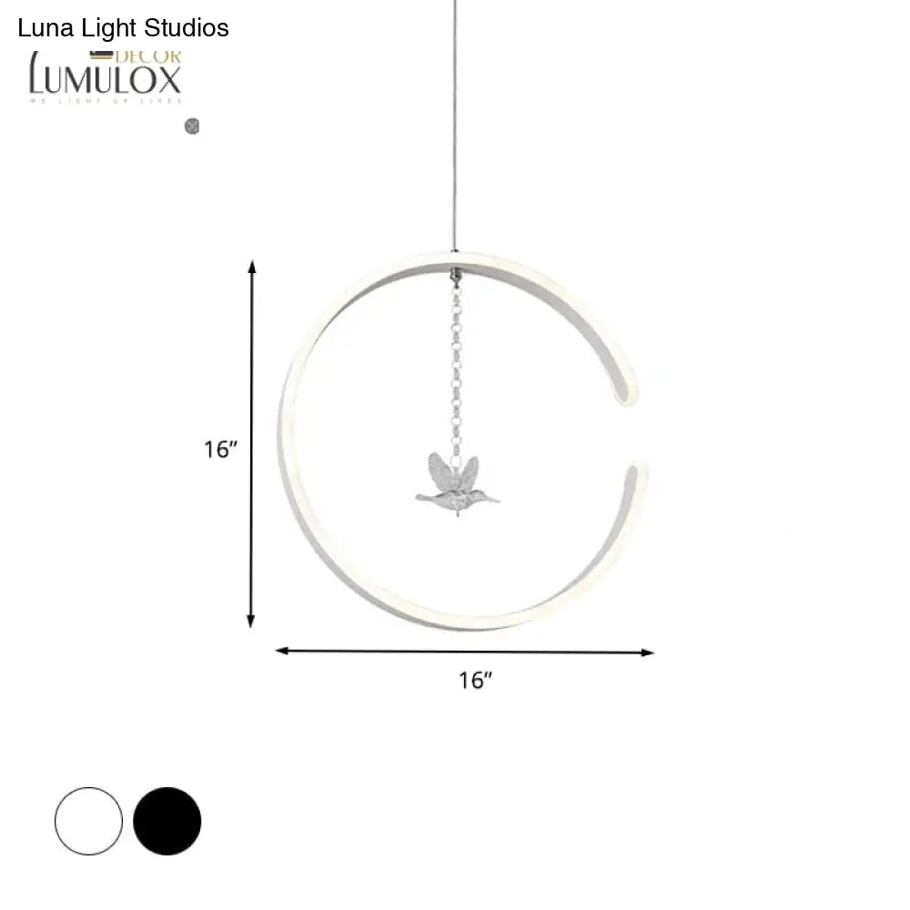 Lámpara colgante de anillo acrílico DecorBites™, luz de techo LED minimalista en blanco/negro