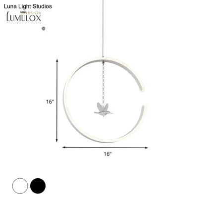 Lámpara colgante de anillo acrílico DecorBites™, luz de techo LED minimalista en blanco/negro