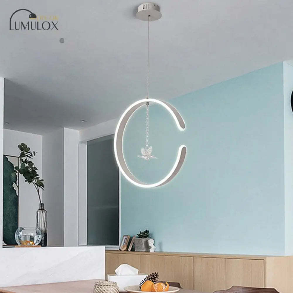 Lámpara colgante de anillo acrílico DecorBites™, luz de techo LED minimalista en blanco/negro