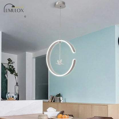 Lámpara colgante de anillo acrílico DecorBites™, luz de techo LED minimalista en blanco/negro