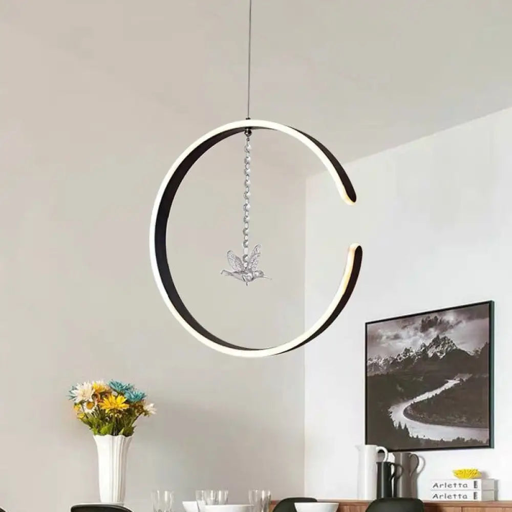 Lámpara colgante de anillo acrílico DecorBites™, luz de techo LED minimalista en blanco/negro