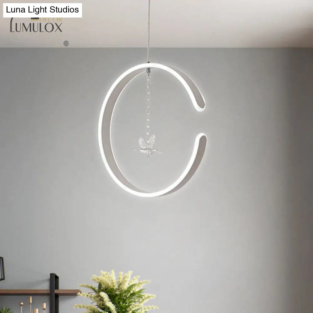 Lámpara colgante de anillo acrílico DecorBites™, luz de techo LED minimalista en blanco/negro