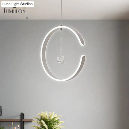 Lámpara colgante de anillo acrílico DecorBites™, luz de techo LED minimalista en blanco/negro