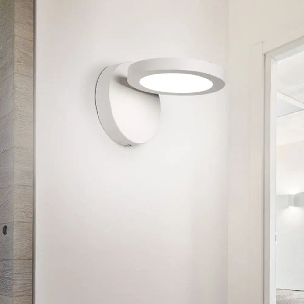 DecorBites™ Acrylic Rotating Lens Wall Light: Simplicity in White/Black with Warm/White LED Glow