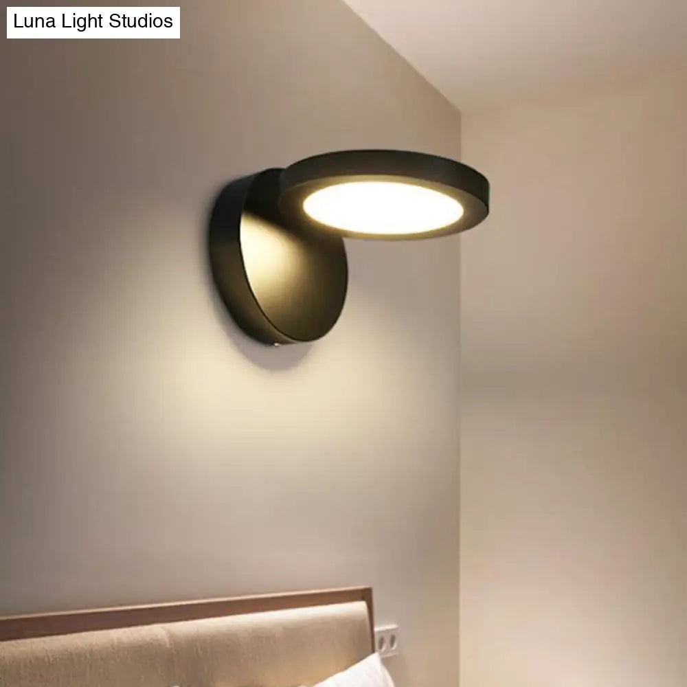 DecorBites™ Acrylic Rotating Lens Wall Light: Simplicity in White/Black with Warm/White LED Glow