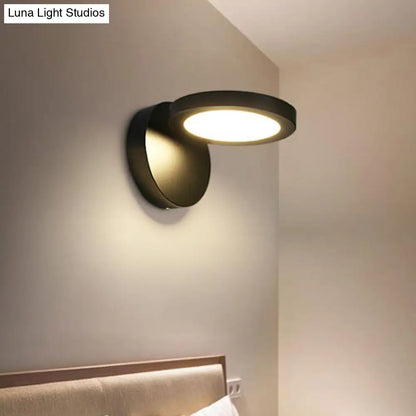 DecorBites™ Acrylic Rotating Lens Wall Light: Simplicity in White/Black with Warm/White LED Glow
