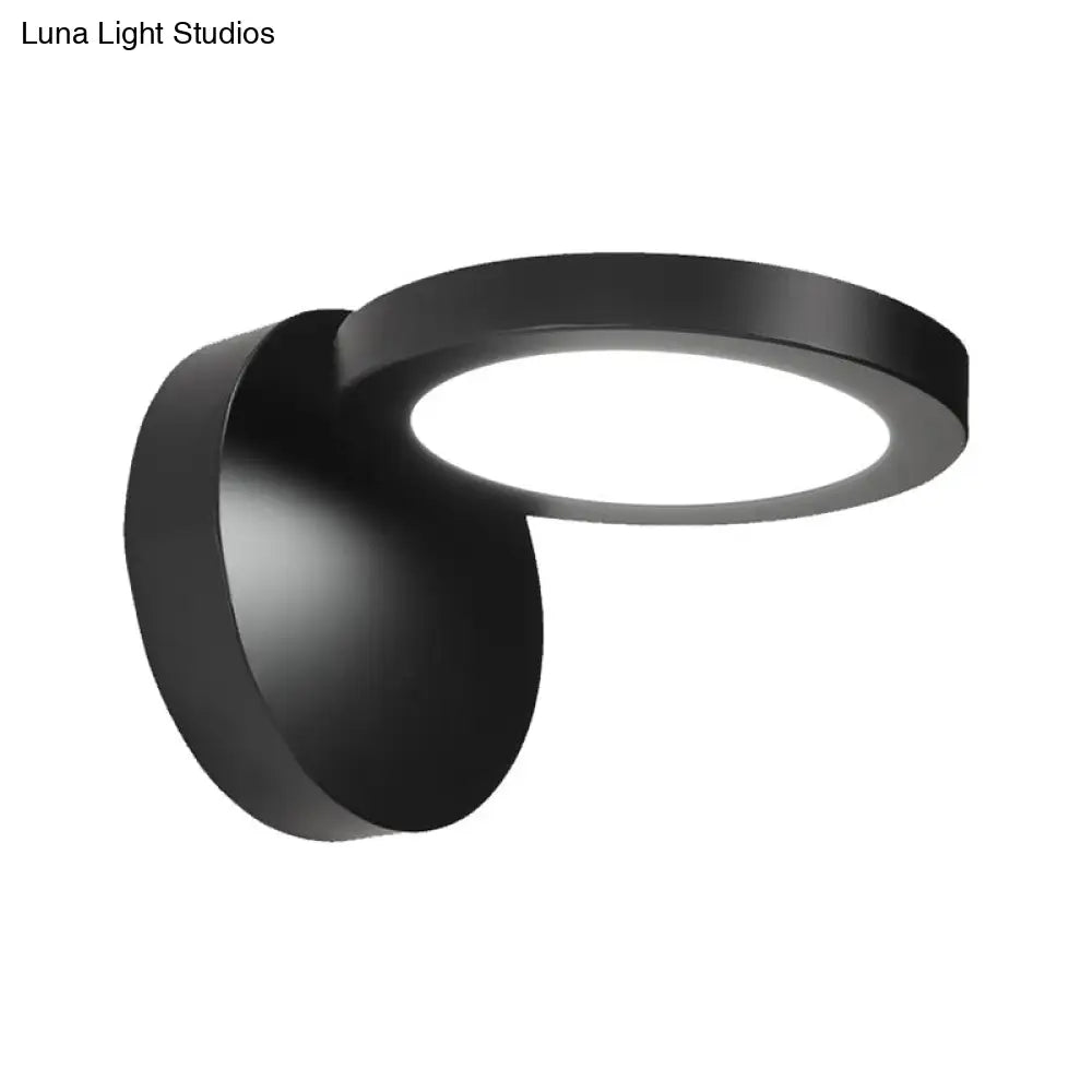 DecorBites™ Acrylic Rotating Lens Wall Light: Simplicity in White/Black with Warm/White LED Glow
