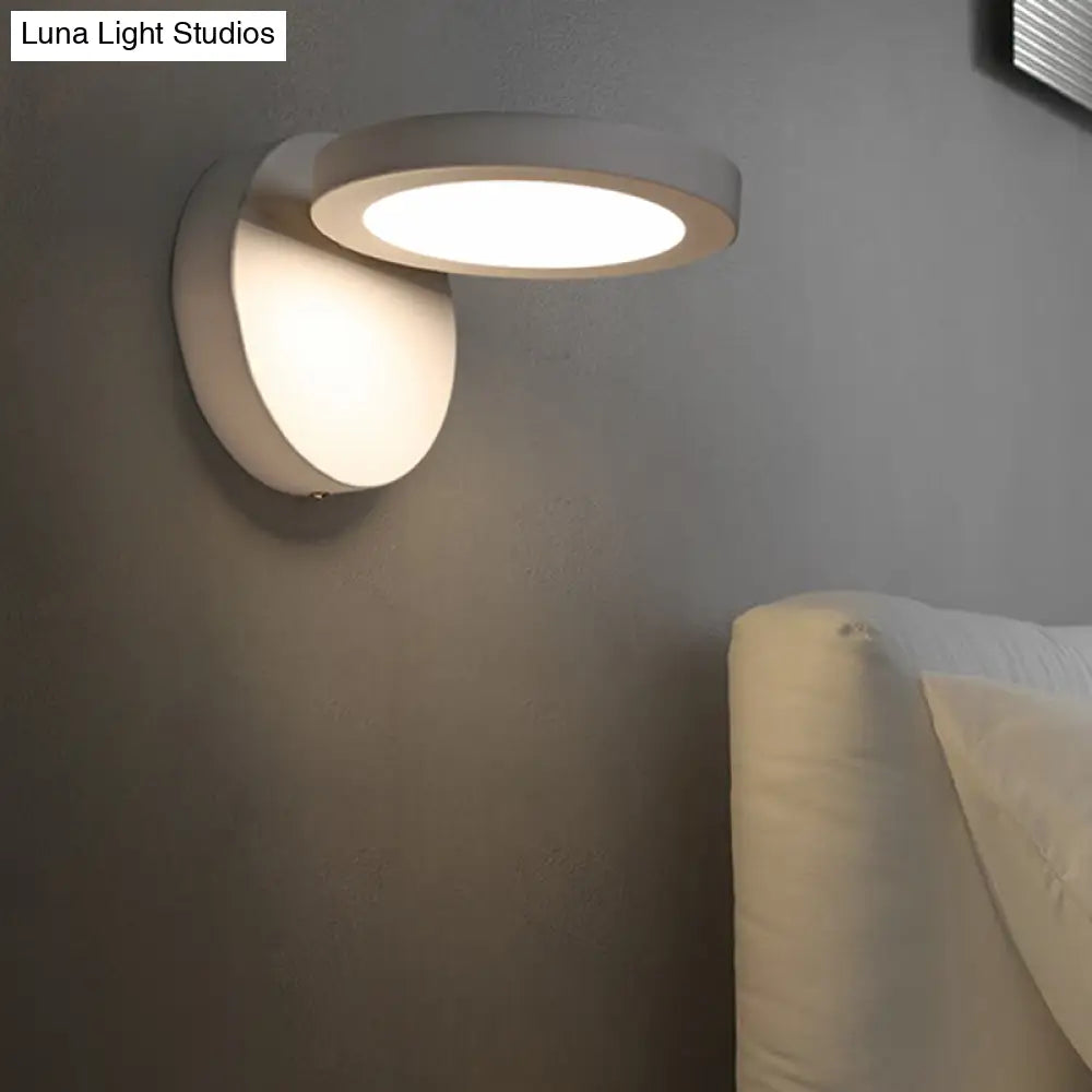 DecorBites™ Acrylic Rotating Lens Wall Light: Simplicity in White/Black with Warm/White LED Glow