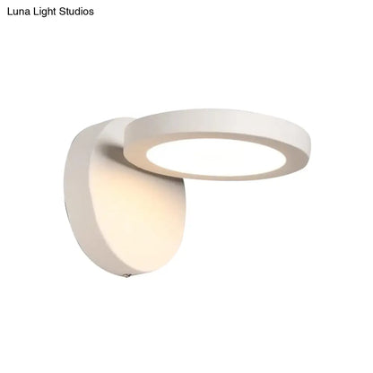 DecorBites™ Acrylic Rotating Lens Wall Light: Simplicity in White/Black with Warm/White LED Glow