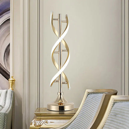 Acrylic Spiral LED Desk Lamp - Modern Small Task Lighting in Gold, Warm/White Light
